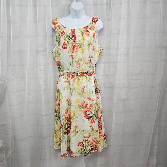 NY Collection Yellow Coral Floral Sleeveless Midi Dress Romantic Ethereal 1X - Picture 14 of 14